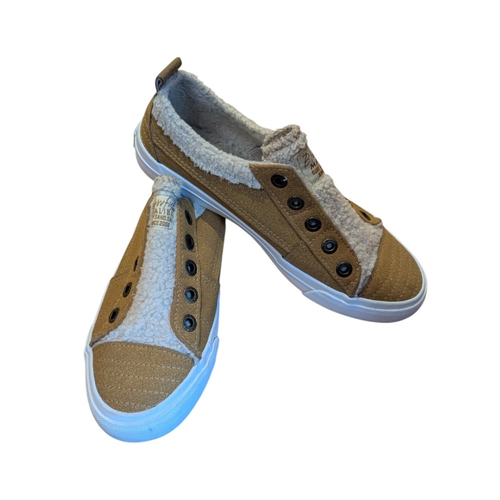 Blowfish Malibu Marley Tan Faux Shearling Slip On Sneakers Womens Size 10